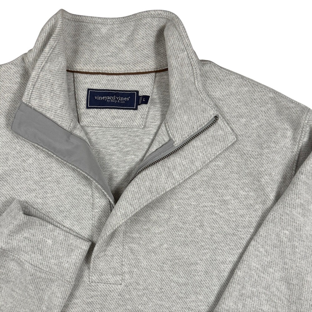 Vineyard Vines Mens Large Gray Heathered Quarter Zip Pullover Sweater Mock Neck